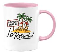 quotedazur - Mug Personnalisé Tasse Cadeau Original Humour Nouveau Bureau La Retraite - Rose/Céramique