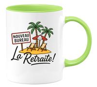 quotedazur - Mug Personnalisé Tasse Cadeau Original Humour Nouveau Bureau La Retraite - Vert/Céramique