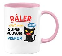 quotedazur - Mug Personnalisé Tasse Cadeau Original Humour Râler C'Est Mon Super Pouvoir - Rose/Céramique