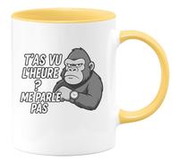 quotedazur - Mug Personnalisé Tasse Cadeau Original Humour T'As Vu L'Heure Me Parle Pas - Jaune/Céramique