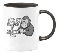 quotedazur - Mug Personnalisé Tasse Cadeau Original Humour T'As Vu L'Heure Me Parle Pas - Noir/Céramique