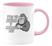 quotedazur - Mug Personnalisé Tasse Cadeau Original Humour T'As Vu L'Heure Me Parle Pas - Rose/Céramique