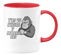 quotedazur - Mug Personnalisé Tasse Cadeau Original Humour T'As Vu L'Heure Me Parle Pas - Rouge/Céramique