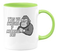 quotedazur - Mug Personnalisé Tasse Cadeau Original Humour T'As Vu L'Heure Me Parle Pas - Vert/Céramique