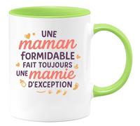 quotedazur - Mug Personnalisé Tasse Cadeau Original Humour Une Maman Formidable Fait Toujours Une Mamie D'Exception - Vert/Céramique
