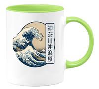quotedazur - Mug Personnalisé Tasse Cadeau Original Humour Vague Hokusai - Vert/Céramique