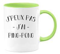quotedazur - Mug Personnalisé Tasse Cadeau Original Je Peux Pas J'Ai Ping Pong - Vert/Céramique