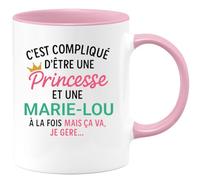 quotedazur - Mug Personnalisé Tasse Humour C'Est Compliqué D'Être Une Marie- Lou Et Princesse Idée Cadeau Original Prénom Noël Anniversaire - Rose/Céramique