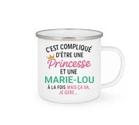 quotedazur - Mug Personnalisé Tasse Humour C'Est Compliqué D'Être Une Marie- Lou Et Princesse Idée Cadeau Original Prénom Noël Anniversaire - Blanc/Émaillé