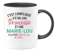 quotedazur - Mug Personnalisé Tasse Humour C'Est Compliqué D'Être Une Marie- Lou Et Princesse Idée Cadeau Original Prénom Noël Anniversaire - Noir/Céramique