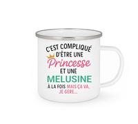 quotedazur - Mug Personnalisé Tasse Humour C'Est Compliqué D'Être Une Melusine Et Princesse Idée Cadeau Original Prénom Anniversaire - Blanc/Émaillé
