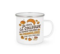 quotedazur - Mug Personnalisé Tasse Humour Je Suis La Collègue Qui Ramène Toujours Des Viennoiseries (Une Fois Par An) Cadeau Noël Original Départ - Blanc/Émaillé