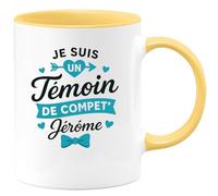 quotedazur - Mug Personnalisé Témoin De Compét' Jérôme Exclusif Pour Homme Cadeau Noël Tasse - Jaune/Céramique