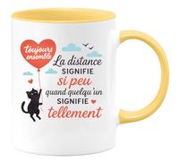 quotedazur - Mug Personnalisé Toujours Ensemble La Distance Compte Peu Quand Quelqu’Un Beaucoup Cadeau Pour Noël Une Tasse D’Amitié Sincère Et Durable - Jaune/Céramique