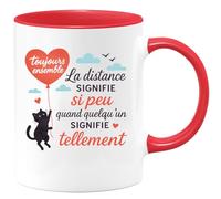 quotedazur - Mug Personnalisé Toujours Ensemble La Distance Compte Peu Quand Quelqu’Un Beaucoup Cadeau Pour Noël Une Tasse D’Amitié Sincère Et Durable - Rouge/Céramique