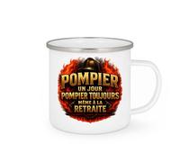 quotedazur - Mug pompier un jour pompier toujours même à la retraite - Tasse Cadeau Pompier Femme - Blanc/Emaillé