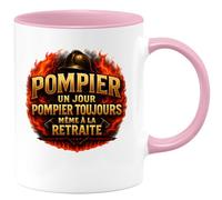 quotedazur - Mug pompier un jour pompier toujours même à la retraite - Tasse Cadeau Pompier Femme - Rose/Céramique