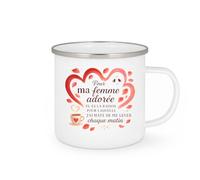 quotedazur - Mug Pour ma femme adorée, tu es la raison pour laquelle j'ai hâte de me lever chaque matin - Tasse Cadeau Amour, Saint-Valentin, Couple Femme - Blanc/Emaillé