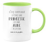 quotedazur - Mug Prénom Aline Compliqué D'Être Une Princesse Et Une Aline Mais Ca Va Je Gère - Cadeau Humour Prénom - Idée Cadeau Saint Valentin - Tasse Prénom Aline - Idéal Pour Noël