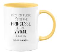 quotedazur - Mug Prénom Viviane Compliqué D'Être Une Princesse Et Une Viviane Mais Ca Va Je Gère - Cadeau Humour Prénom - Idée Cadeau Saint Valentin - Tasse Prénom Viviane - Idéal Pour Noël