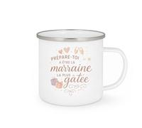 quotedazur - Mug Prépare-toi à être la marraine la plus gâtée - Tasse Cadeau Baptême Demande Future Marraine Femme - Blanc/Emaillé