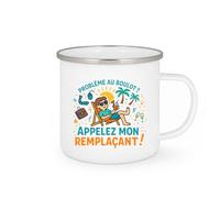quotedazur - Mug Problème au boulot ? Appellez mon remplaçant ! - Tasse Cadeau Retraite Homme - Blanc/Emaillé
