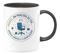 quotedazur - Mug Promis, on parlera de toi... jusqu'à l'arrivée de ton remplaçant - Tasse Cadeau Départ collègue - Noir/Céramique