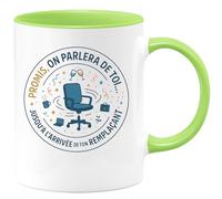 quotedazur - Mug Promis, on parlera de toi... jusqu'à l'arrivée de ton remplaçant - Tasse Cadeau Départ collègue - Vert/Céramique