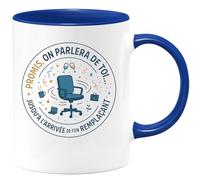 quotedazur - Mug Promis, on parlera de toi... jusqu'à l'arrivée de ton remplaçant - Tasse Cadeau Départ collègue - Bleu/Céramique