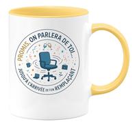 quotedazur - Mug Promis, on parlera de toi... jusqu'à l'arrivée de ton remplaçant - Tasse Cadeau Départ collègue - Jaune/Céramique