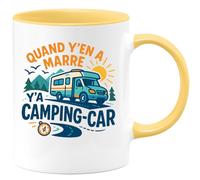 quotedazur - Mug quand y'en a marre y'a camping-car - Tasse Cadeau Camping-car - Jaune/Céramique