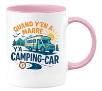 quotedazur - Mug quand y'en a marre y'a camping-car - Tasse Cadeau Camping-car - Rose/Céramique