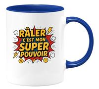 quotedazur - Mug râler c'est mon super pouvoir - Tasse Cadeau Humour - Bleu/Céramique