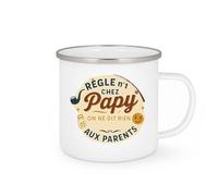 quotedazur - Mug Règle n°1 chez Papy : on ne dit rien aux parents - Tasse Cadeau Papy Homme - Blanc/Emaillé