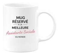 quotedazur - Mug réservé à la meilleure Assistante sociale du monde - Tasse Cadeau Assistante sociale Femme - Blanc/Céramique