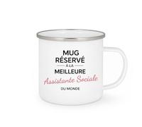quotedazur - Mug réservé à la meilleure Assistante sociale du monde - Tasse Cadeau Assistante sociale Femme - Blanc/Emaillé