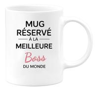 quotedazur - Mug réservé à la meilleure Boss du monde - Tasse Cadeau Boss Femme - Blanc/Céramique