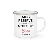 quotedazur - Mug réservé à la meilleure Boss du monde - Tasse Cadeau Boss Femme - Blanc/Emaillé