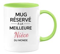quotedazur - Mug réservé à la meilleure Nièce du monde - Tasse Cadeau Nièce Femme - Vert/Céramique