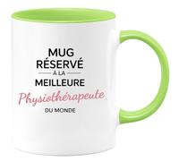 quotedazur - Mug réservé à la meilleure Physiothérapeute du monde - Tasse Cadeau Physiothérapeute Femme - Vert/Céramique