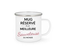 quotedazur - Mug réservé à la meilleure Sauveteuse du monde - Tasse Cadeau Sauveteuse Femme - Blanc/Emaillé