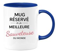 quotedazur - Mug réservé à la meilleure Sauveteuse du monde - Tasse Cadeau Sauveteuse Femme - Bleu/Céramique