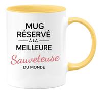 quotedazur - Mug réservé à la meilleure Sauveteuse du monde - Tasse Cadeau Sauveteuse Femme - Jaune/Céramique