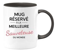 quotedazur - Mug réservé à la meilleure Sauveteuse du monde - Tasse Cadeau Sauveteuse Femme - Noir/Céramique