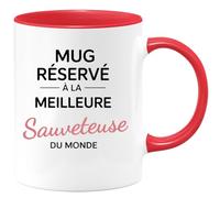quotedazur - Mug réservé à la meilleure Sauveteuse du monde - Tasse Cadeau Sauveteuse Femme - Rouge/Céramique