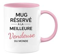 quotedazur - Mug réservé à la meilleure Vendeuse du monde - Tasse Cadeau Vendeuse Femme - Rose/Céramique