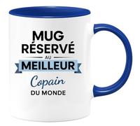 quotedazur - Mug réservé au meilleur Copain du monde - Tasse Cadeau Copain Homme - Bleu/Céramique