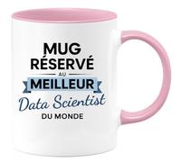 quotedazur - Mug réservé au meilleur Data Scientist du monde - Tasse Cadeau Data Scientist Homme - Rose/Céramique