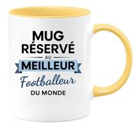 quotedazur - Mug réservé au meilleur Footballeur du monde - Tasse Cadeau Footballeur Homme - Jaune/Céramique