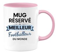 quotedazur - Mug réservé au meilleur Footballeur du monde - Tasse Cadeau Footballeur Homme - Rose/Céramique